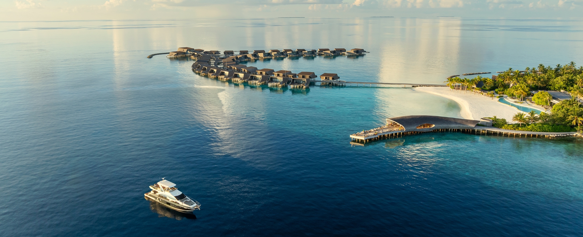 The St. Regis Maldives Vommuli Resort - Aerial with Norma Yacht